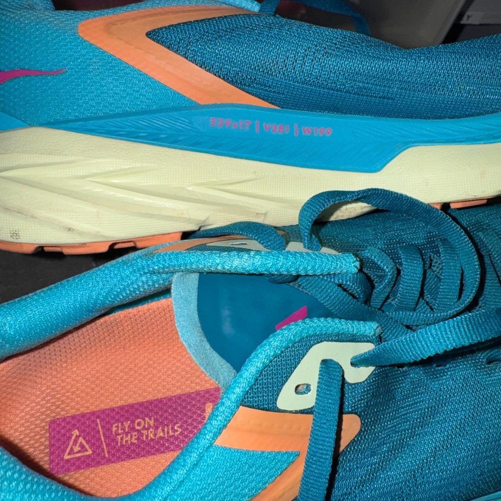 Hoka Zinal Trail Running Shoes Womens 8.5B Teal Orange Good Hiking Outdoors - Picture 9 of 12